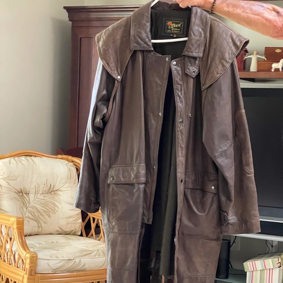 Reed Jackets \u0026 Coats | Mens Brown Leather Duster. Worn on Cold Days While Riding Motorcycle in Florida | Color: Brown | Size: XL | Sunshinepam's
